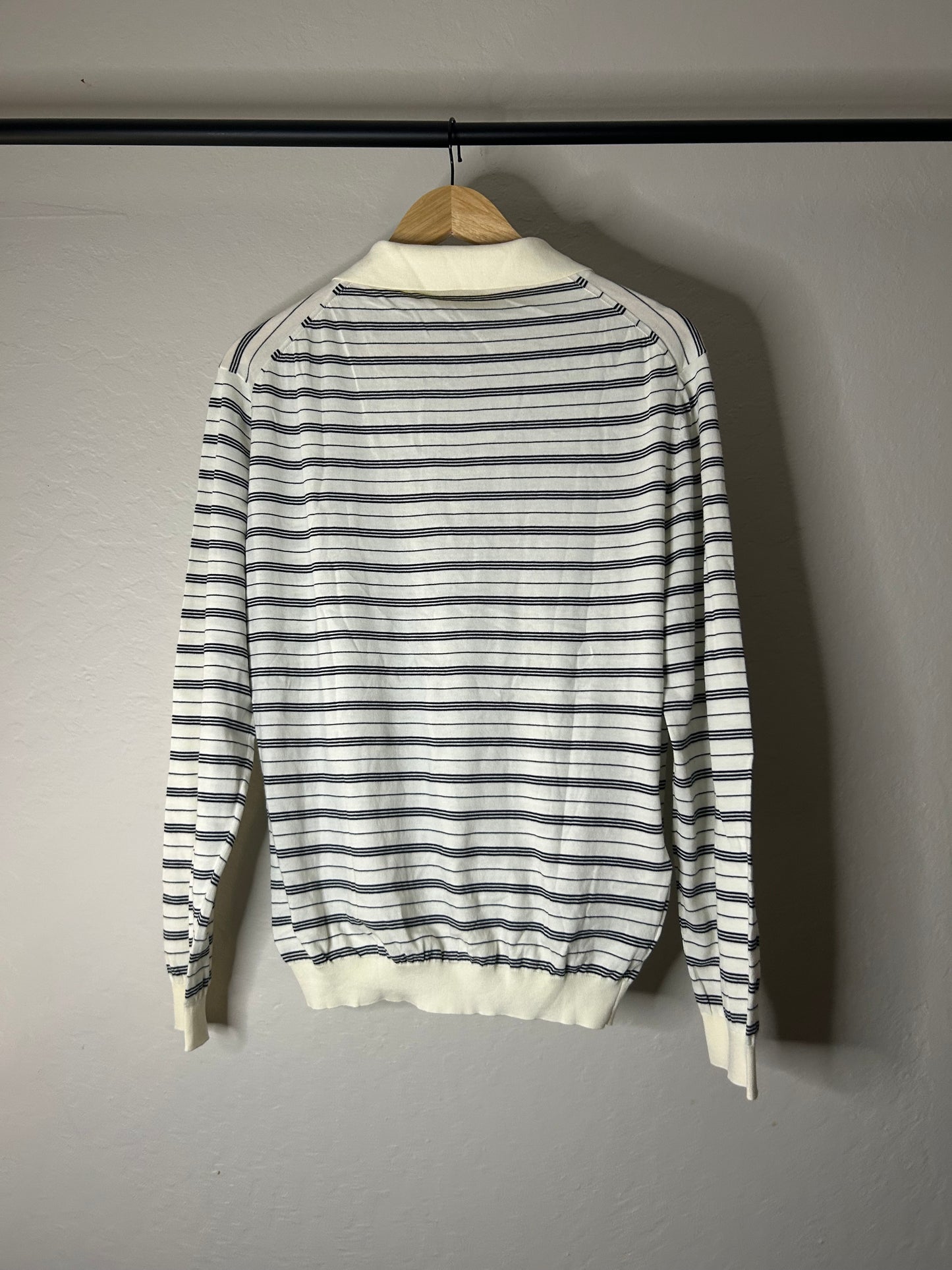 Miu Miu White Striped Polo Longsleeve