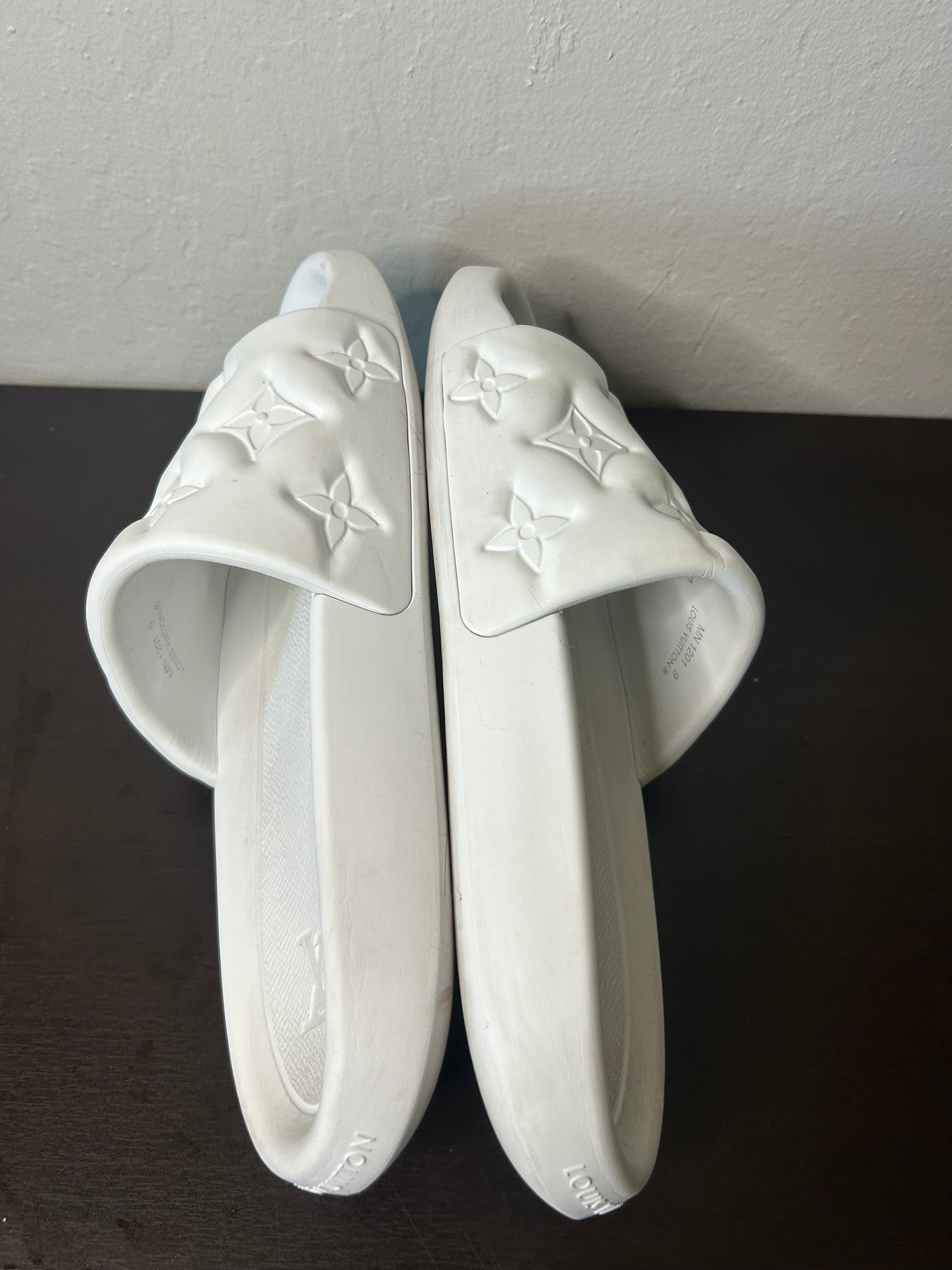 Louis Vuitton White Monogram Pool Slides