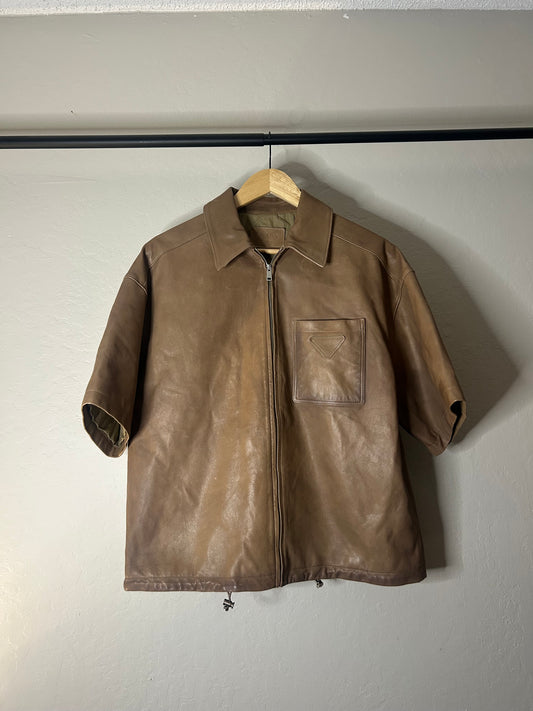 Prada Brown Nappa Leather Shirt