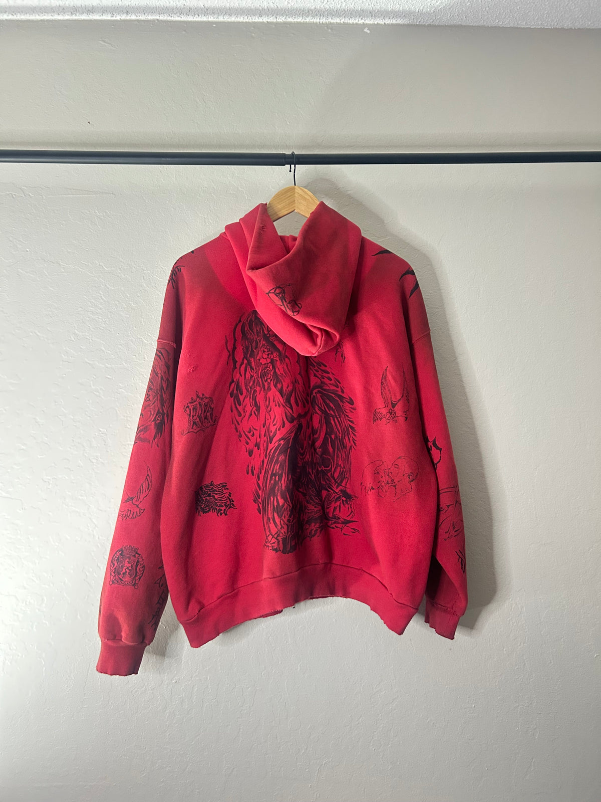 Balenciaga Red Tattoo Zip Up Hoodie