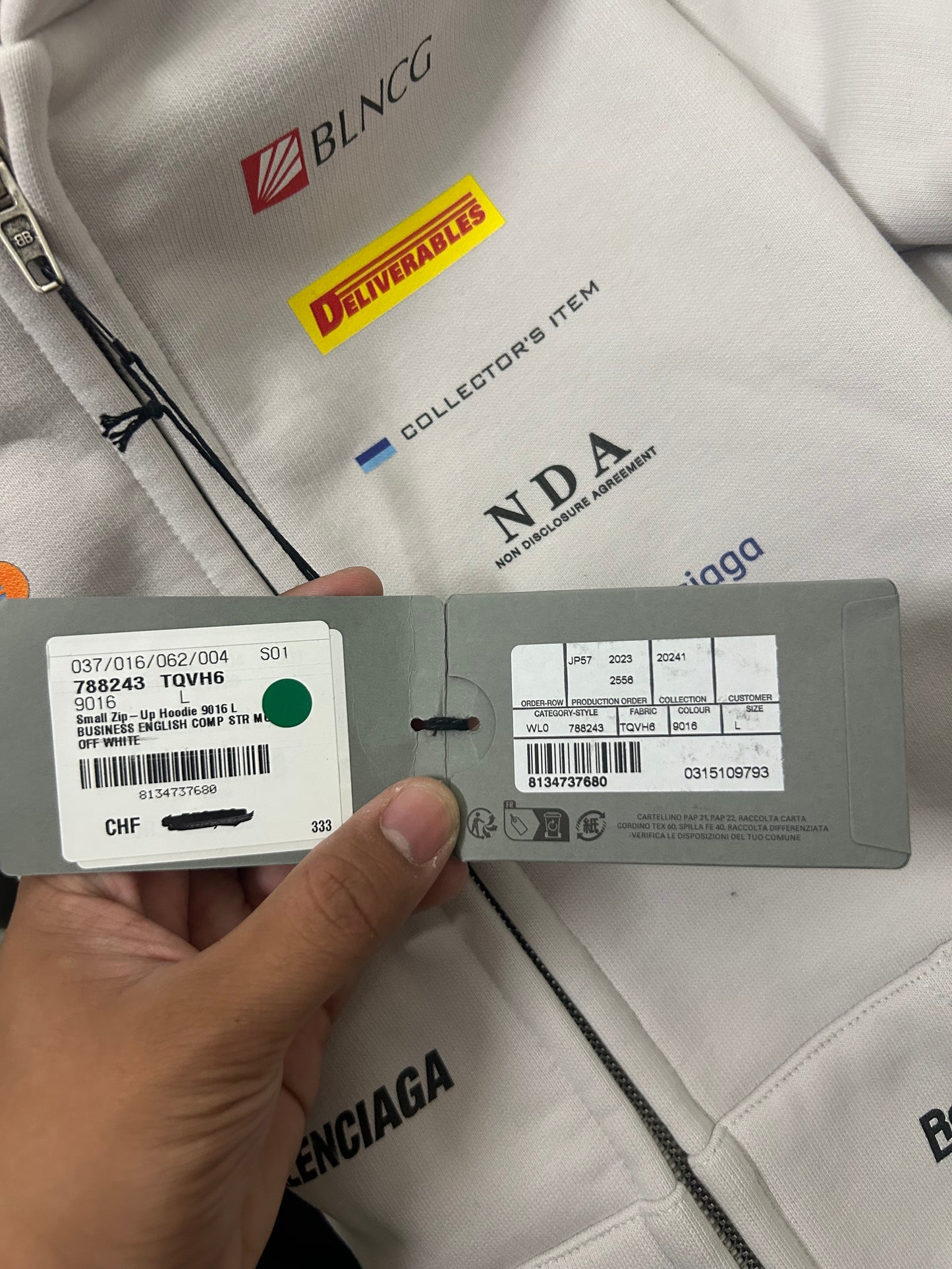 Balenciaga Business Zip Up Hoodie