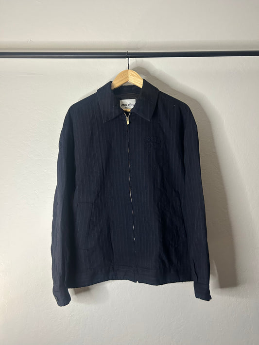 Miu Miu Navy Pinstripe Wool Jacket