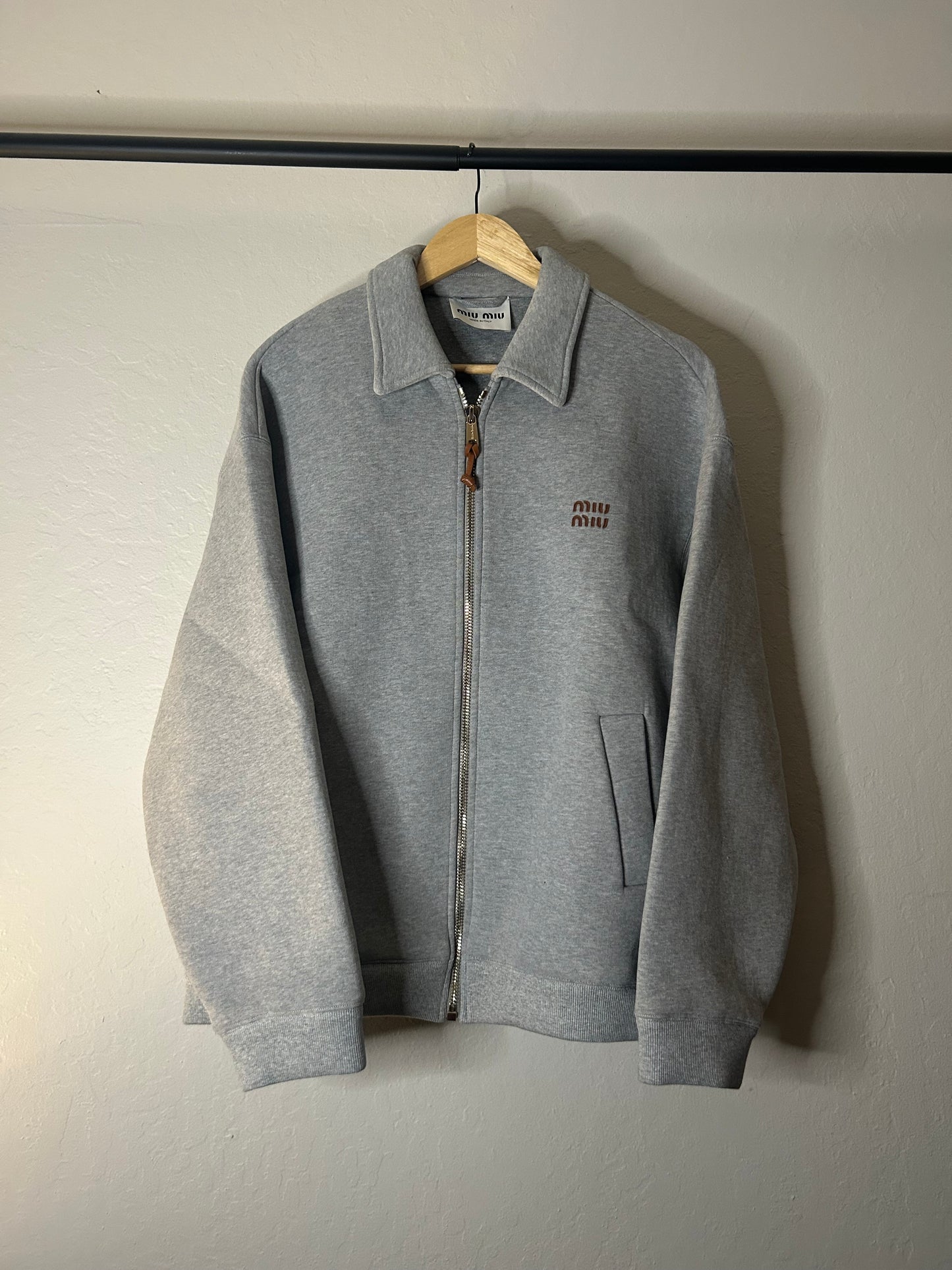 Miu Miu Grey Blouson Pleated Jacket