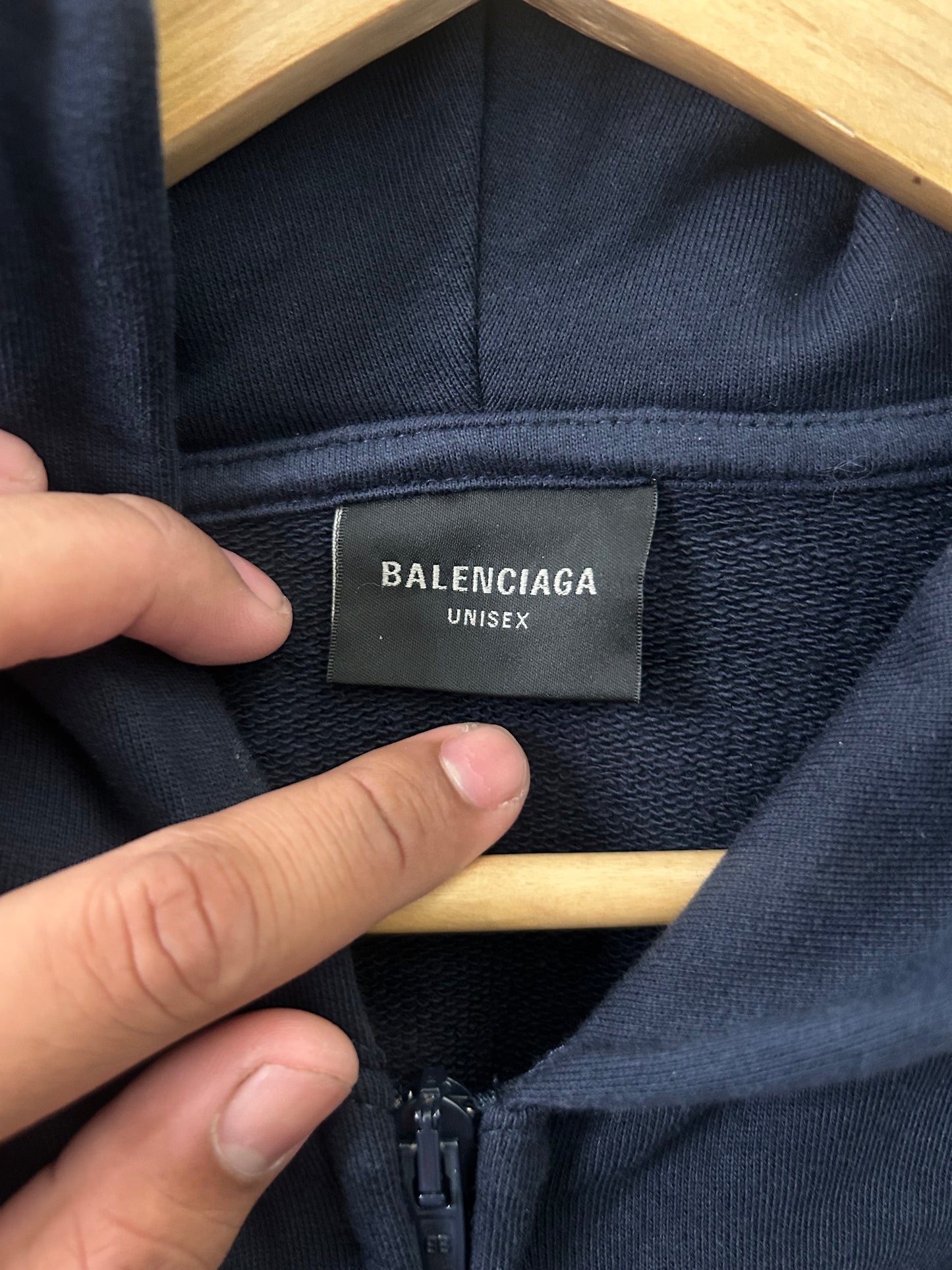 Balenciaga Navy Paris Polo Zip